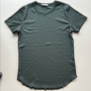 Ribbed Olive Short Sleeve Crewneck Tee